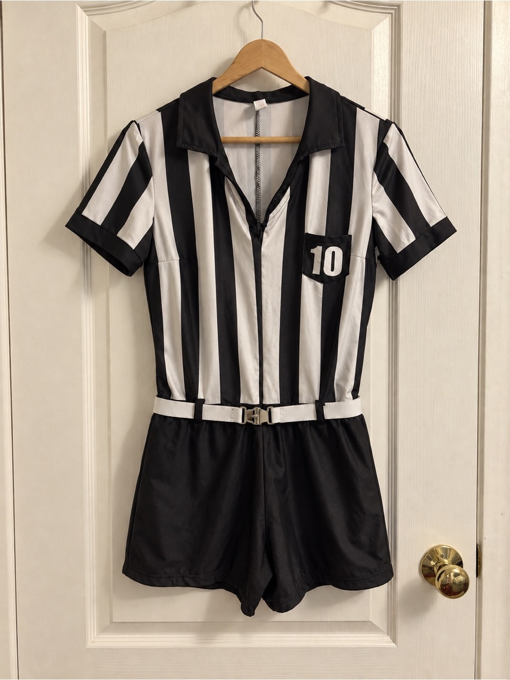 Referee Halloween Costume Romper with Belt – Size Medium